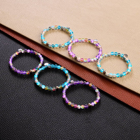 Orchid Fire | Silver | Mermaid Glass Bead Bracelet
